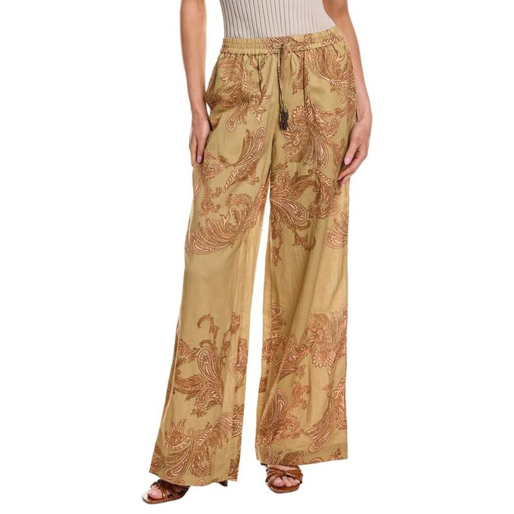 HEMANT & NANDITA Beige Paisley Straight Leg Pants